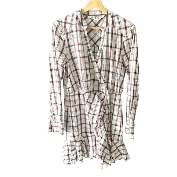 VERONICA BEARD Sherry Plaid Buttoned Mini Dress Medium - Picture 2 of 6